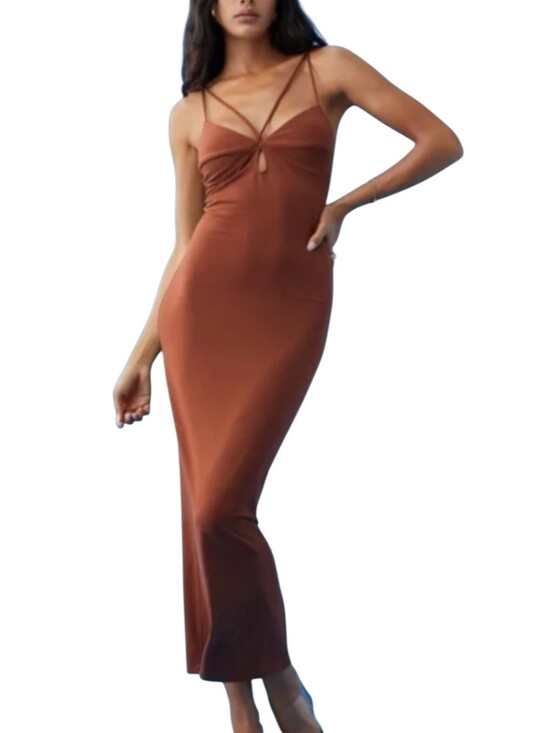 Reformation Dresses & Skirts - Reformation Lainey in Chestnut Soft Knit Sundress Maxi Dress Size Large